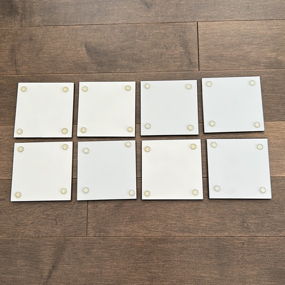 Black White Marble Square Glass Coaster Set of 8, Tableware Dining Entertaining - Picture 4 of 9